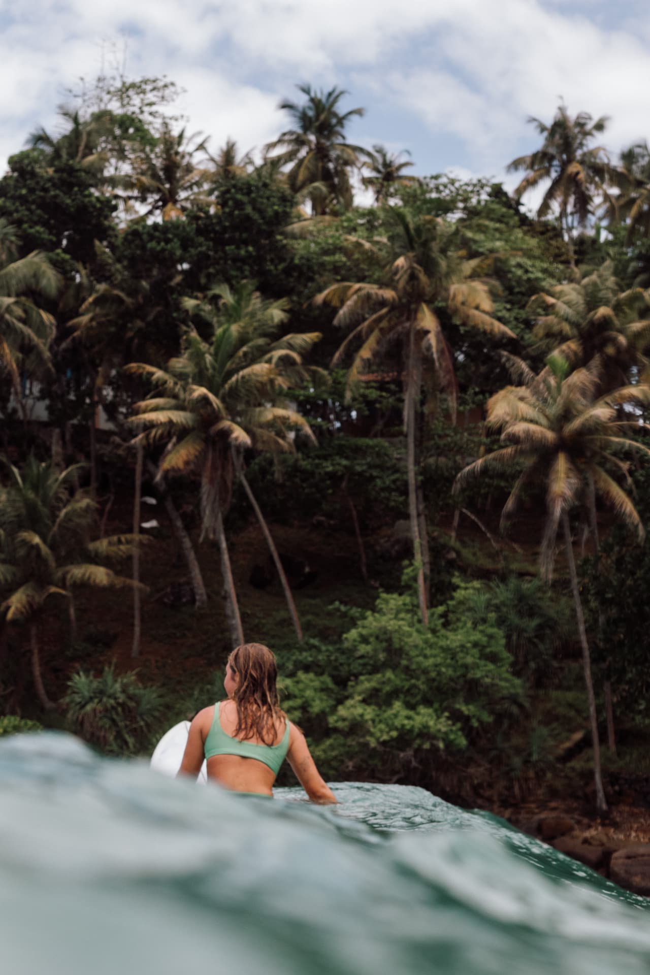 Palm-lined tropical coastline near Ahangama on Sri Lanka's south coast