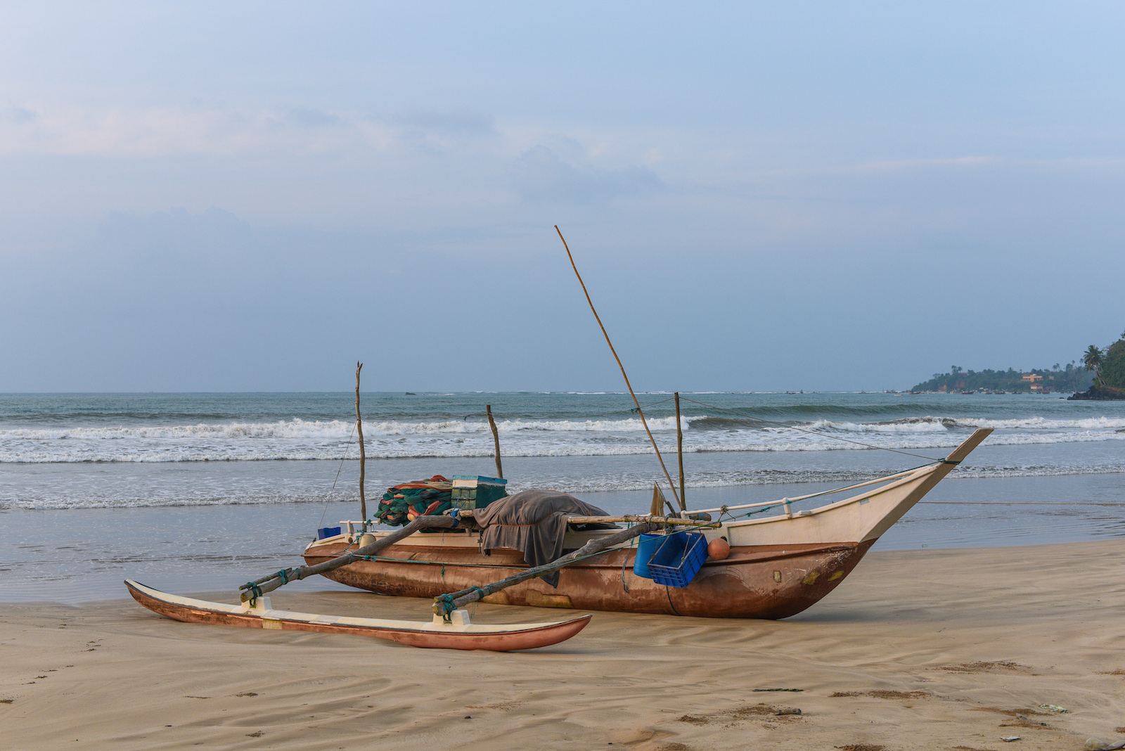 fish boats in Weligama bay