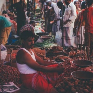 The locals at Weligama market