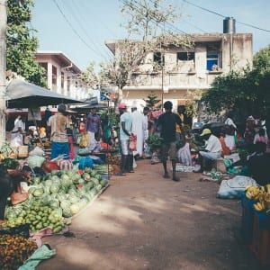 Weligama market in Sri Lanka