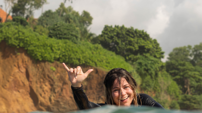 Petra: first time on a surfboard